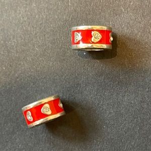 Brighton Red Beads with Silver Hearts (2 beads)